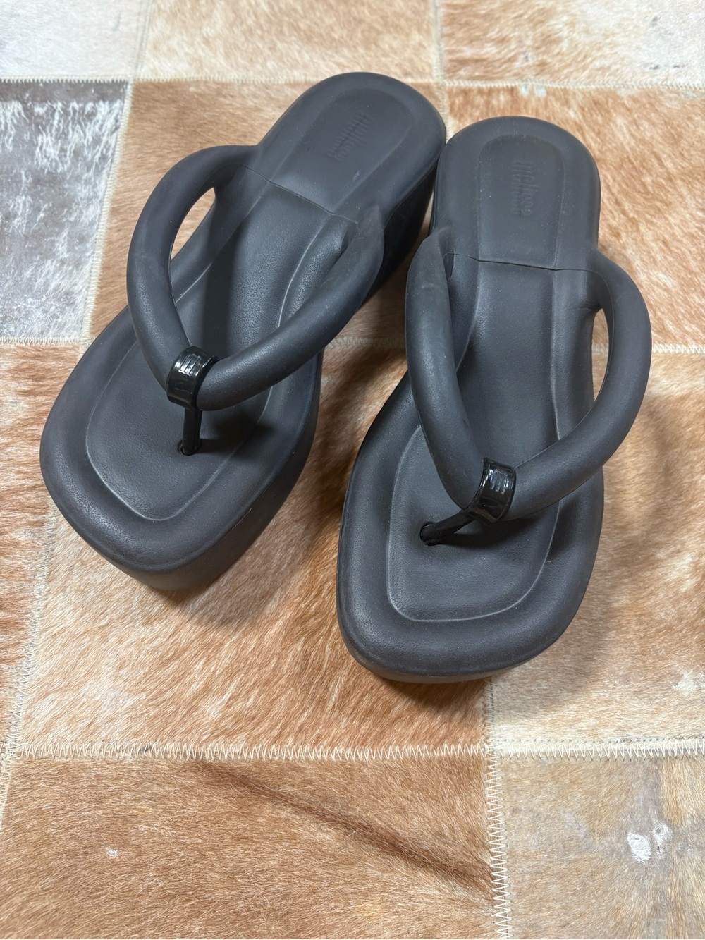 Melissa Black Platform Thong Sandals